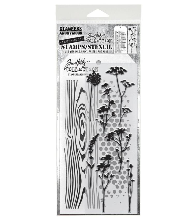 Stampers Anonymous - Stempelset & Schablone "Mixed Media #59" Clear Stamp & Stencil Design by Tim Holtz