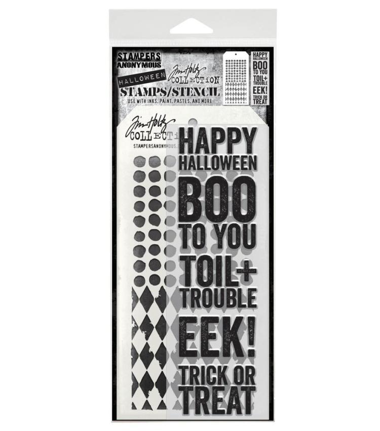 Stampers Anonymous - Stempelset & Schablone "Bold Frights" Clear Stamp & Stencil Design by Tim Holtz
