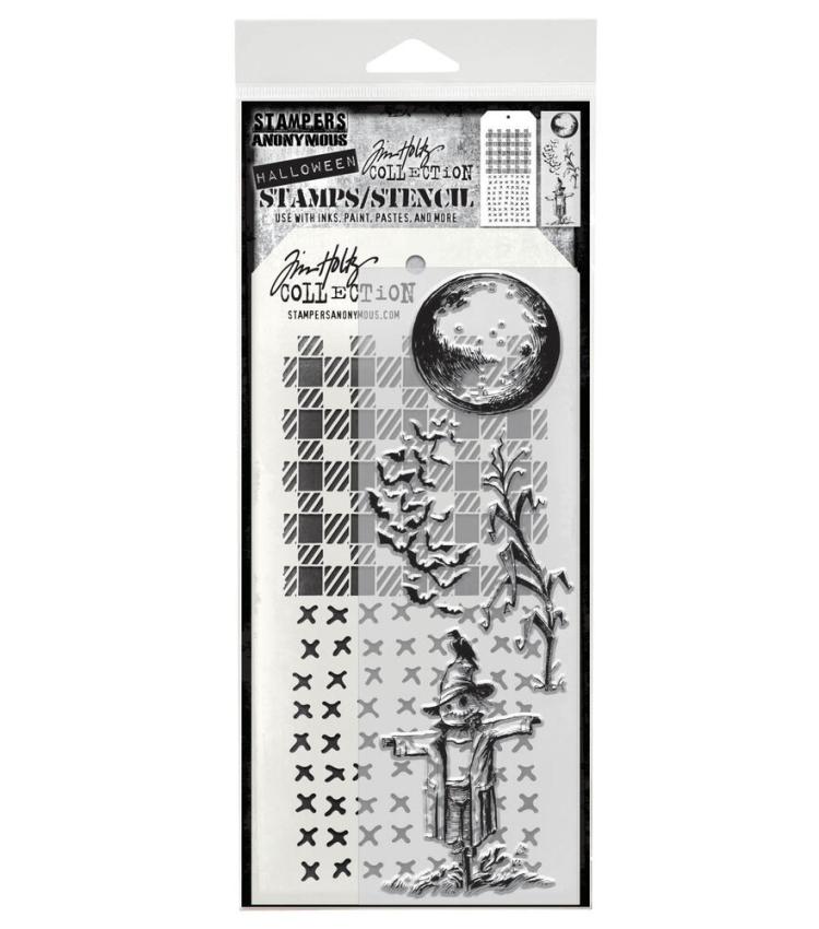Stampers Anonymous - Stempelset & Schablone "The Scarecrow" Clear Stamp & Stencil Design by Tim Holtz