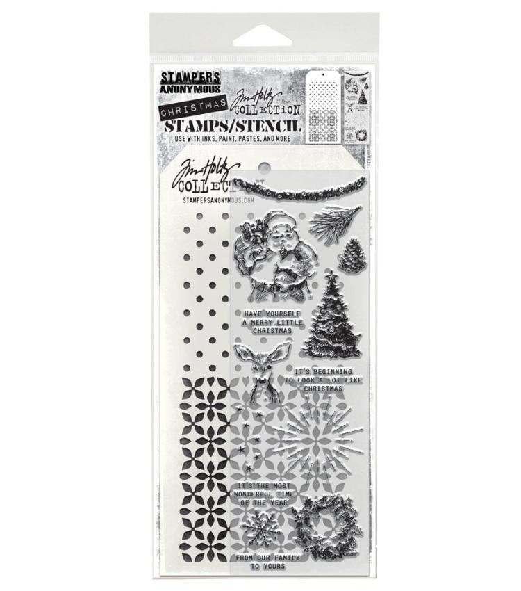 Stampers Anonymous - Stempelset & Schablone "Darling Christmas" Clear Stamp & Stencil Design by Tim Holtz