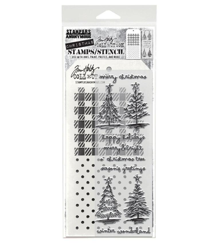 Stampers Anonymous - Stempelset & Schablone "Scribbly Christmas" Clear Stamp & Stencil Design by Tim Holtz