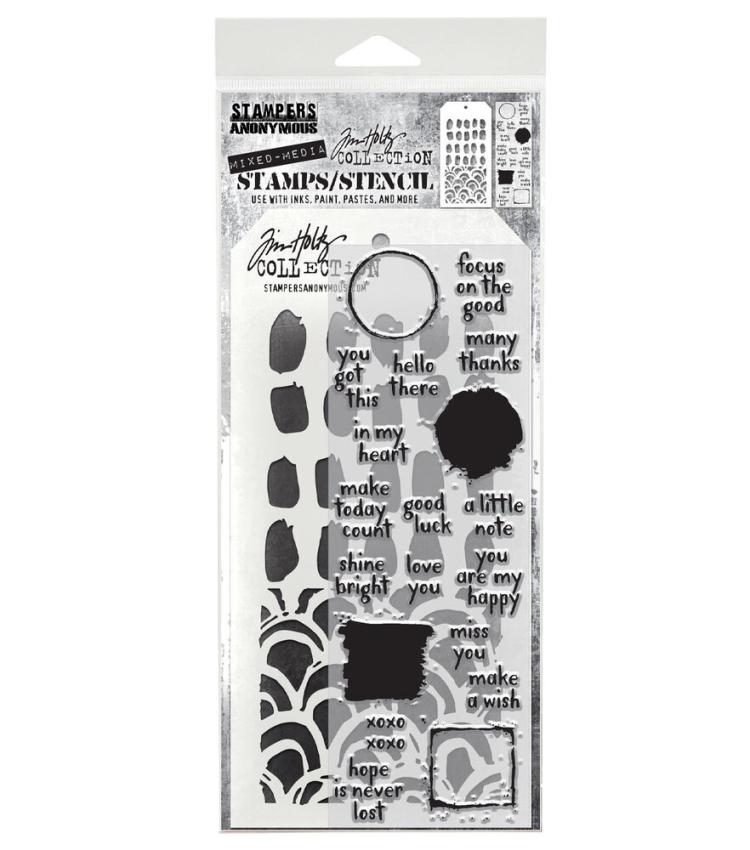 Stampers Anonymous - Stempelset & Schablone "Note Quotes" Clear Stamp & Stencil Design by Tim Holtz