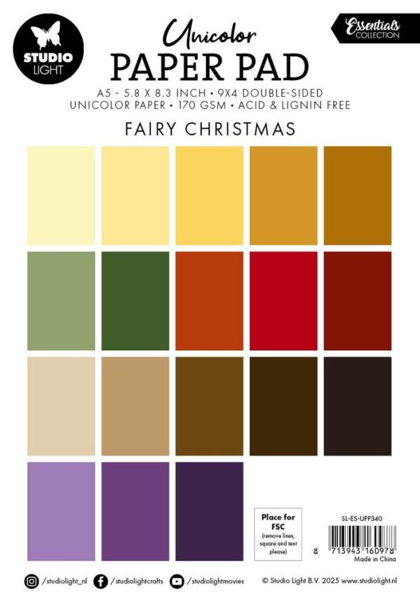 Studio Light - Cardstock "Fairy Christmas" Paper Pad A5 - 36 Bogen 