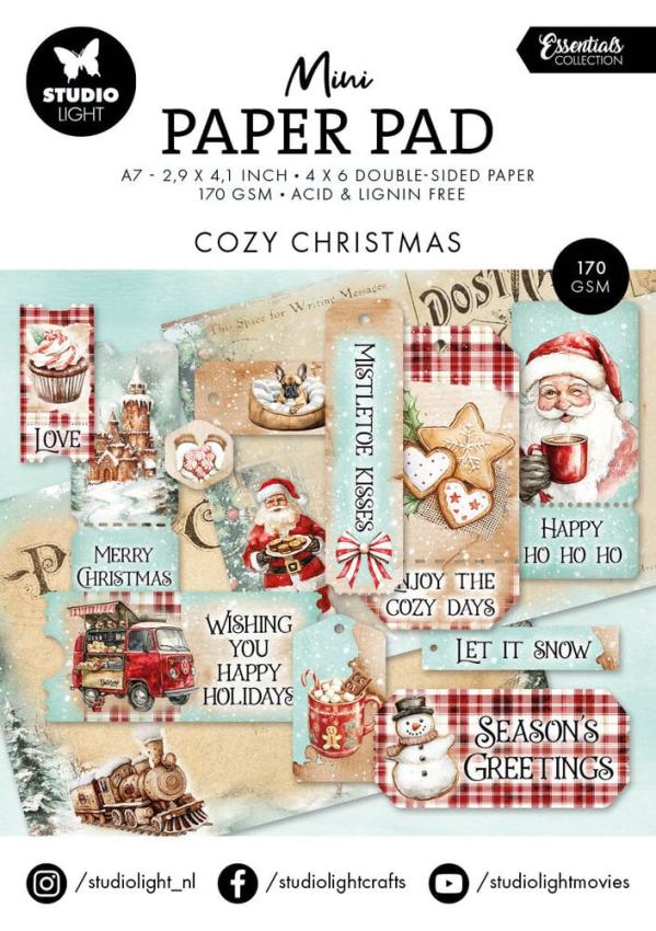Studio Light - Designpapier "Cozy Christmas" Mini Paper Pad A7 - 24 Bogen