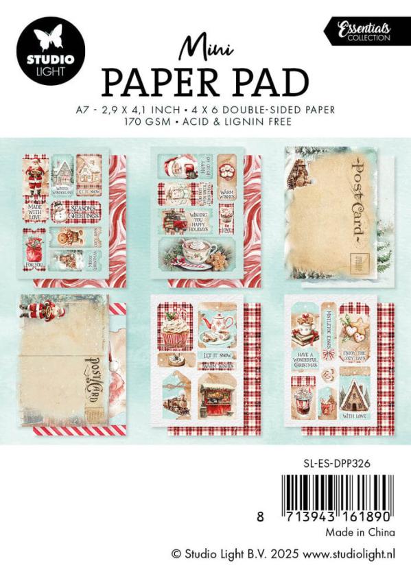 Studio Light - Designpapier "Cozy Christmas" Mini Paper Pad A7 - 24 Bogen