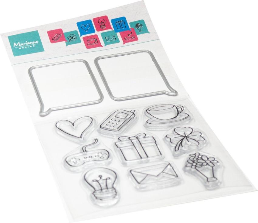 Marianne Design - Stempel & Stanzschbalone "Chat Bubbles" Clear Stamps & Dies