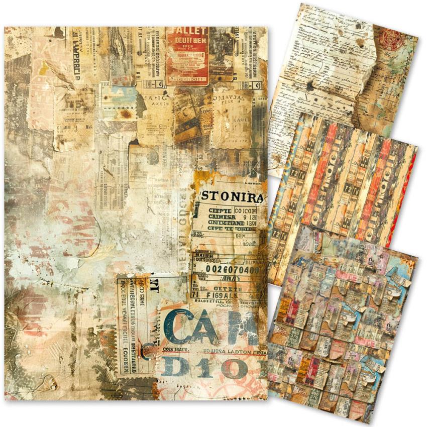 Ciao Bella - Decopatch Papier "Journey Ahead" Mixed Media Rice Paper A4 - 4 Bogen