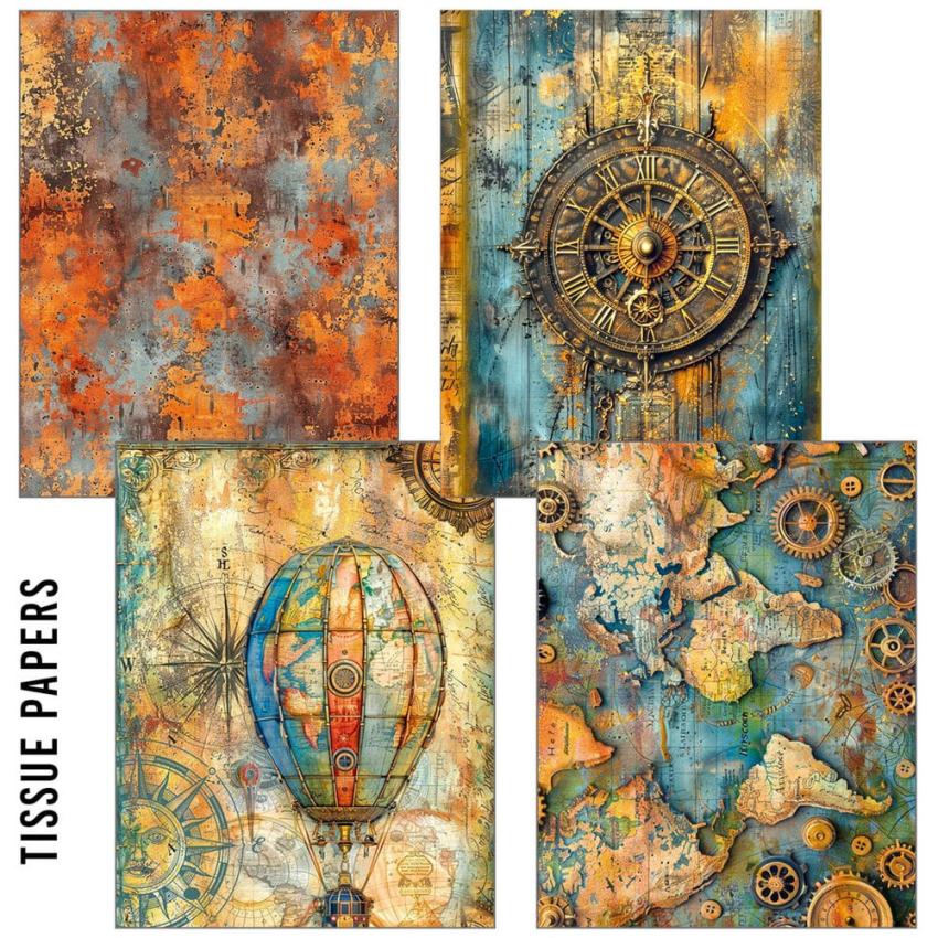 Ciao Bella - Seiden - und Transparentpapier "Past Time" Craftmix Mixed Paper Pack A5