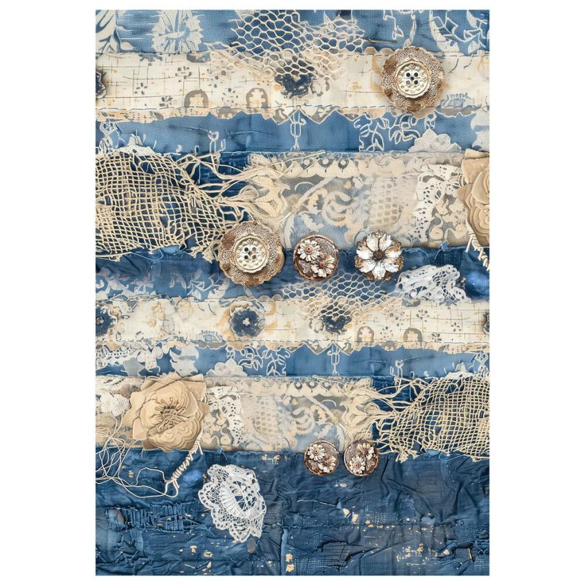 Ciao Bella - Decopatch Papier "Urban Blue Denim" Mixed Media Rice Paper A4 - 4 Bogen