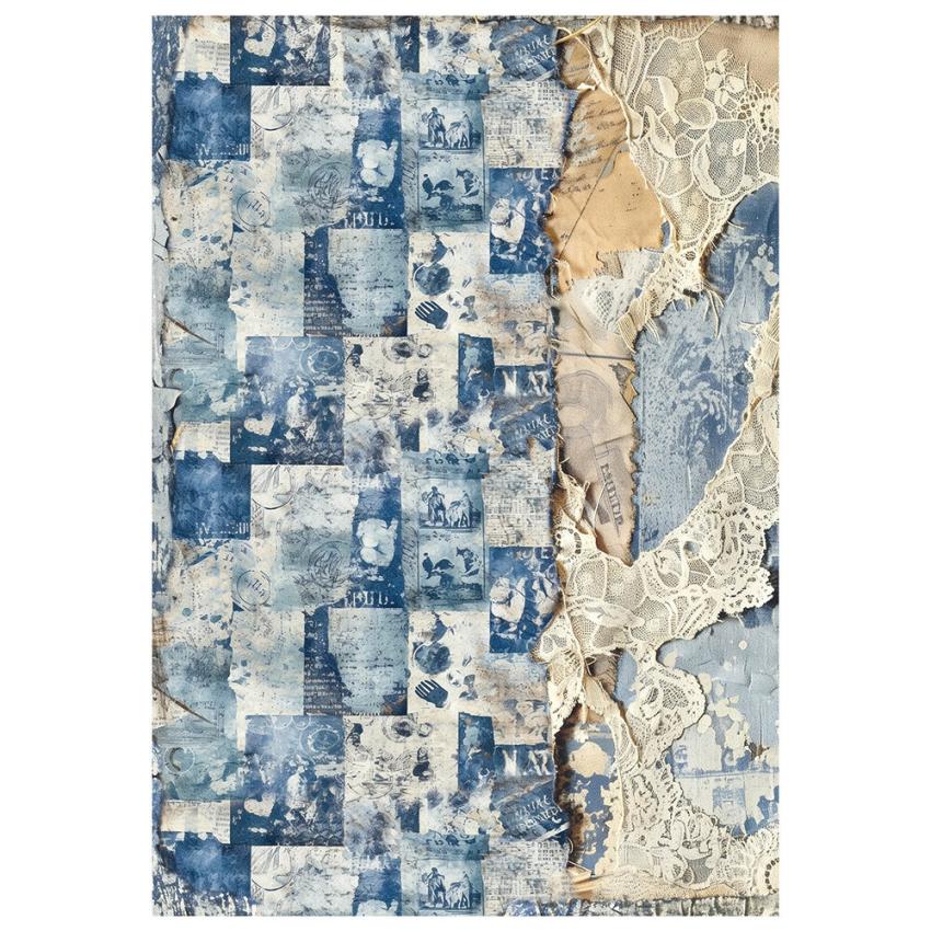 Ciao Bella - Decopatch Papier "Urban Blue Denim" Mixed Media Rice Paper A4 - 4 Bogen