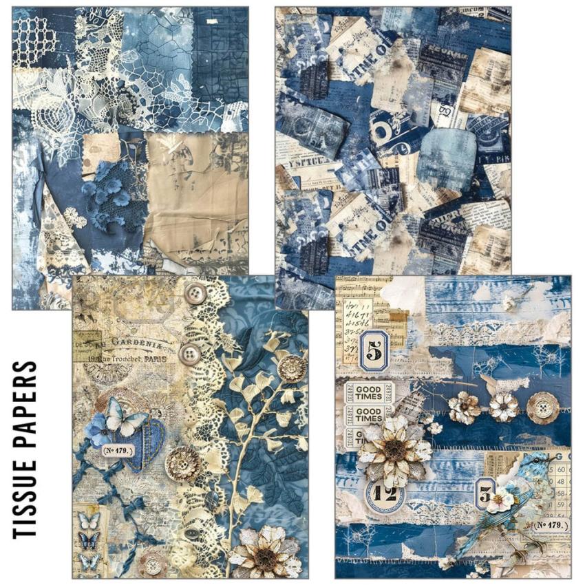 Ciao Bella - Seiden - und Transparentpapier "Urban Blue Denim" Craftmix Mixed Paper Pack A5