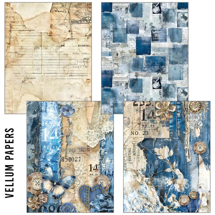 Ciao Bella - Seiden - und Transparentpapier "Urban Blue Denim" Craftmix Mixed Paper Pack A5
