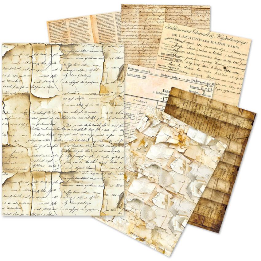 Ciao Bella - Seidenpapier - Decopatch Papier "Vintage Manuscript" Tissue Paper A5 - 24 Bogen
