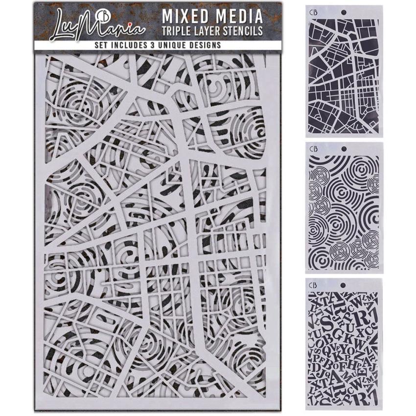 Ciao Bella - Schablone 5x8 Inch - Mixed Media Triple Layer Stencils Set "#006"