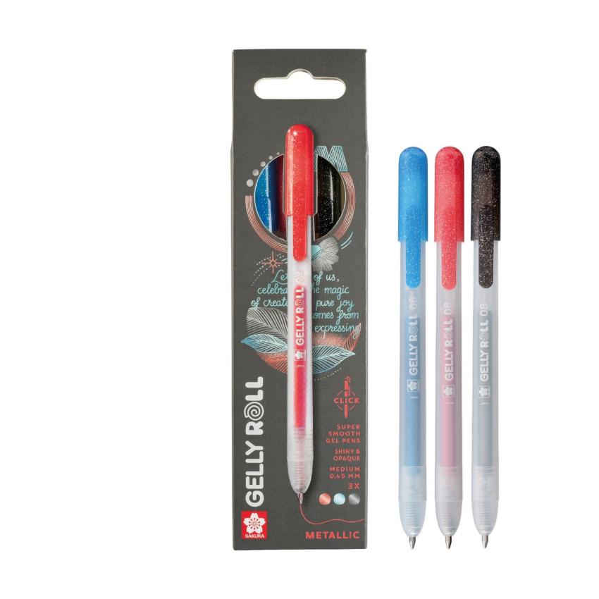 Sakura - Gelstift - Metallic Set "Blue Red Black" Gelly Roll Pen Retractable