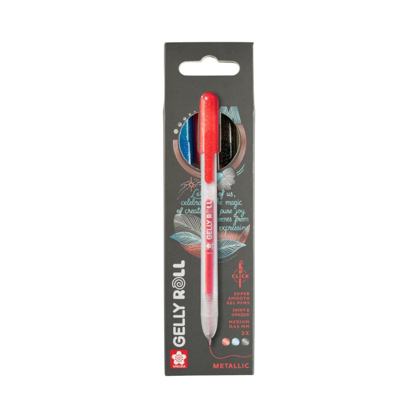 Sakura - Gelstift - Metallic Set "Blue Red Black" Gelly Roll Pen Retractable