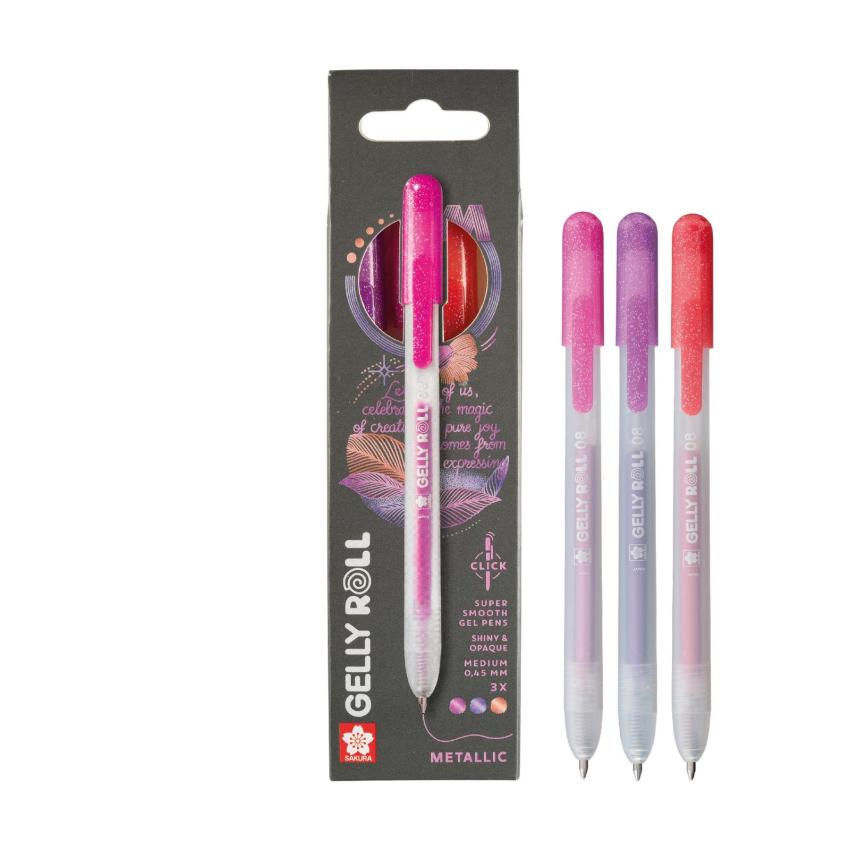 Sakura - Gelstift - Metallic Set "Pink Purple Red" Gelly Roll Pen Retractable