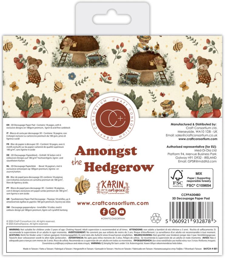 Craft Consortium - 3D Decoupage Set "Amongst the Hedgerow" 18 Bogen