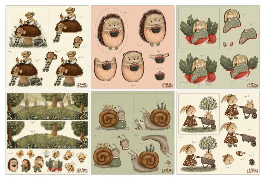 Craft Consortium - 3D Decoupage Set "Amongst the Hedgerow" 18 Bogen