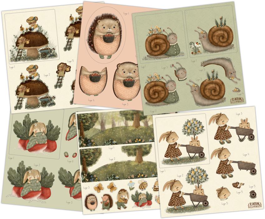 Craft Consortium - 3D Decoupage Set "Amongst the Hedgerow" 18 Bogen