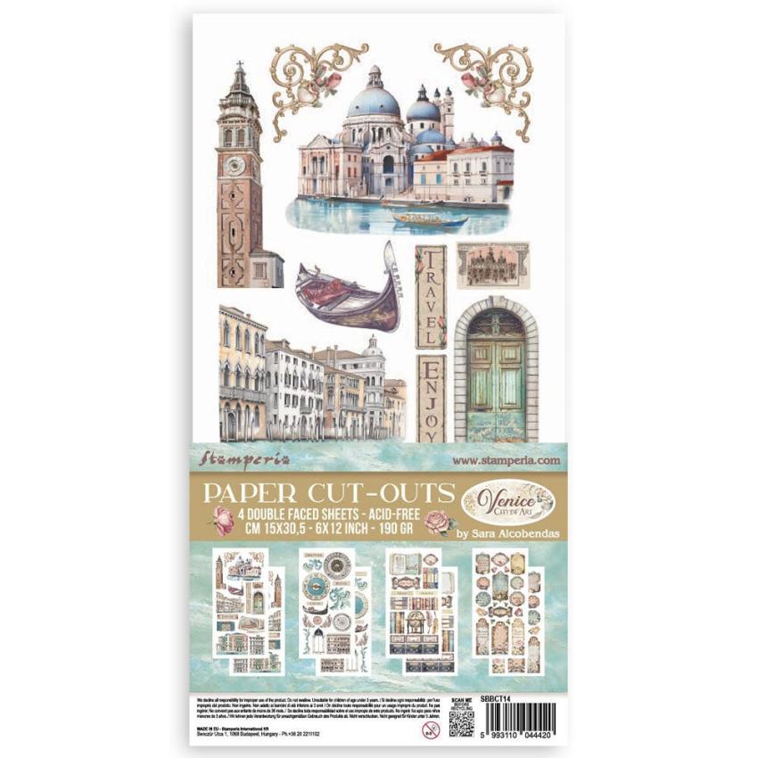 Stamperia - Stanzteile "Venice City of Art" Paper Cut-outs 6x12 Inch - 4 Bogen