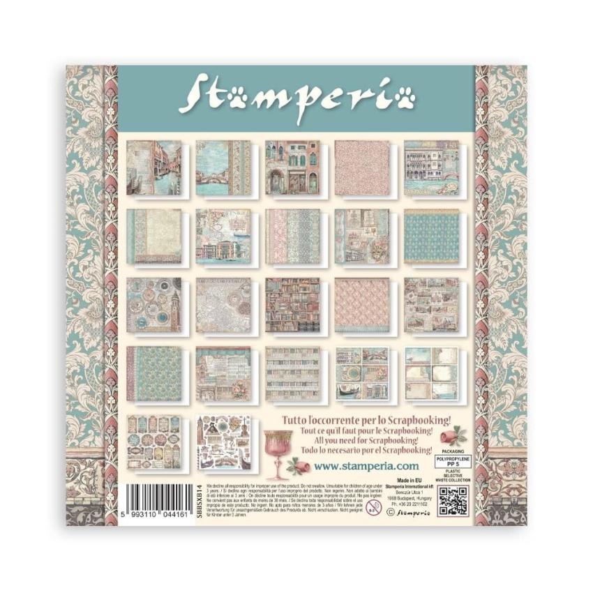 Stamperia - Designpapier "Venice City of Art" Maxi Paper Pack 8x8 Inch - 22 Bogen