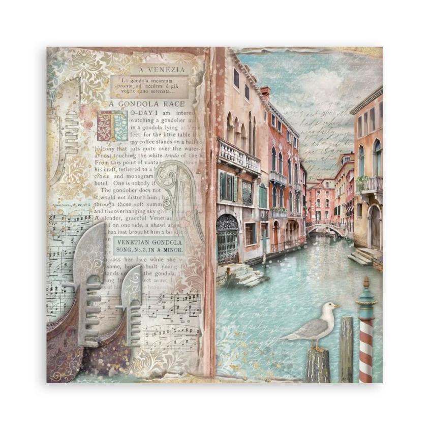Stamperia - Designpapier "Venice City of Art" Maxi Paper Pack 8x8 Inch - 22 Bogen