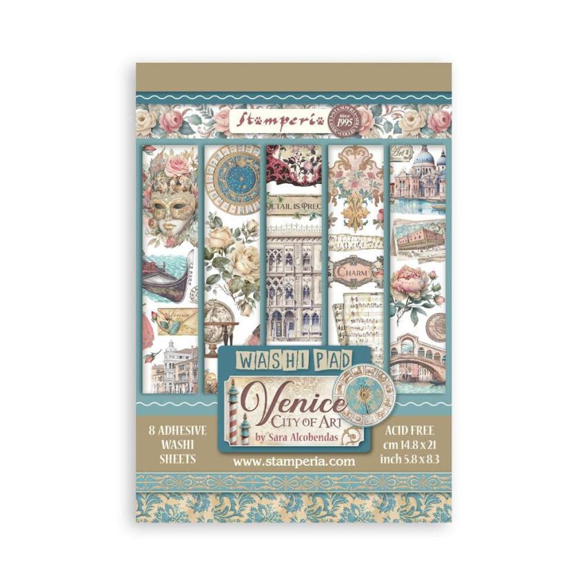 Stamperia - Washi Papier "Venice City of Art" Washi Pad 14,8x21cm - 8 Bogen