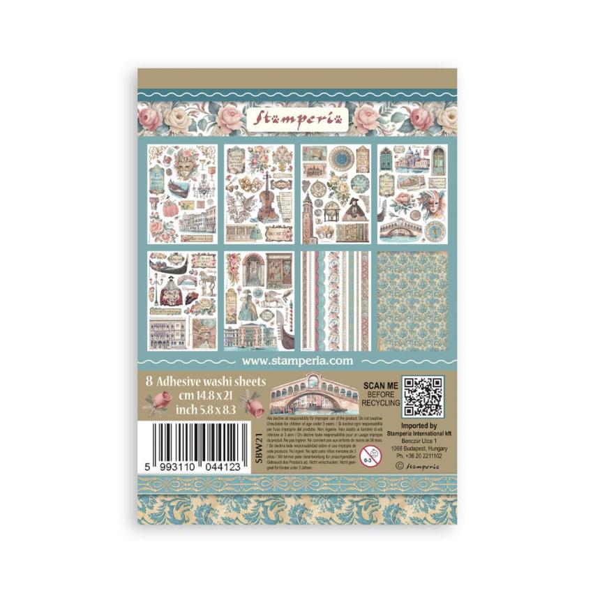 Stamperia - Washi Papier "Venice City of Art" Washi Pad 14,8x21cm - 8 Bogen