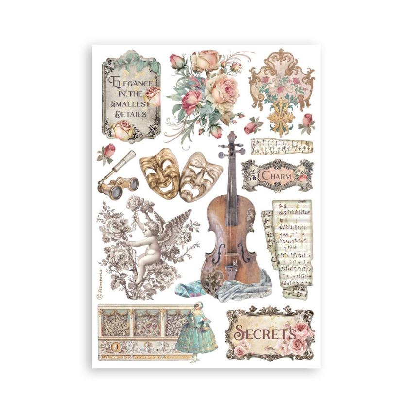 Stamperia - Washi Papier "Venice City of Art" Washi Pad 14,8x21cm - 8 Bogen