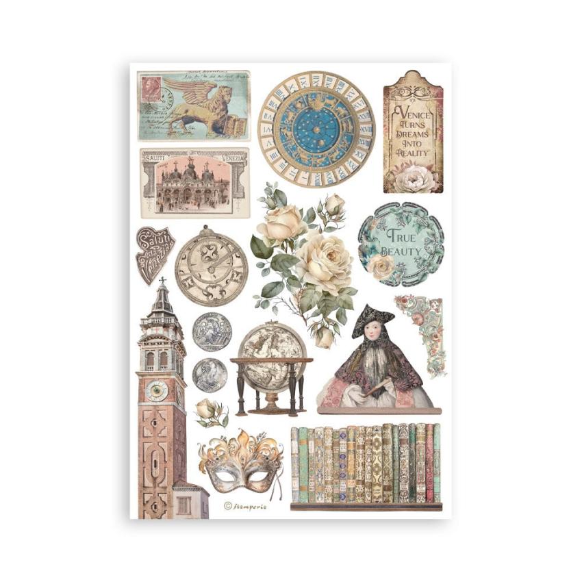 Stamperia - Washi Papier "Venice City of Art" Washi Pad 14,8x21cm - 8 Bogen