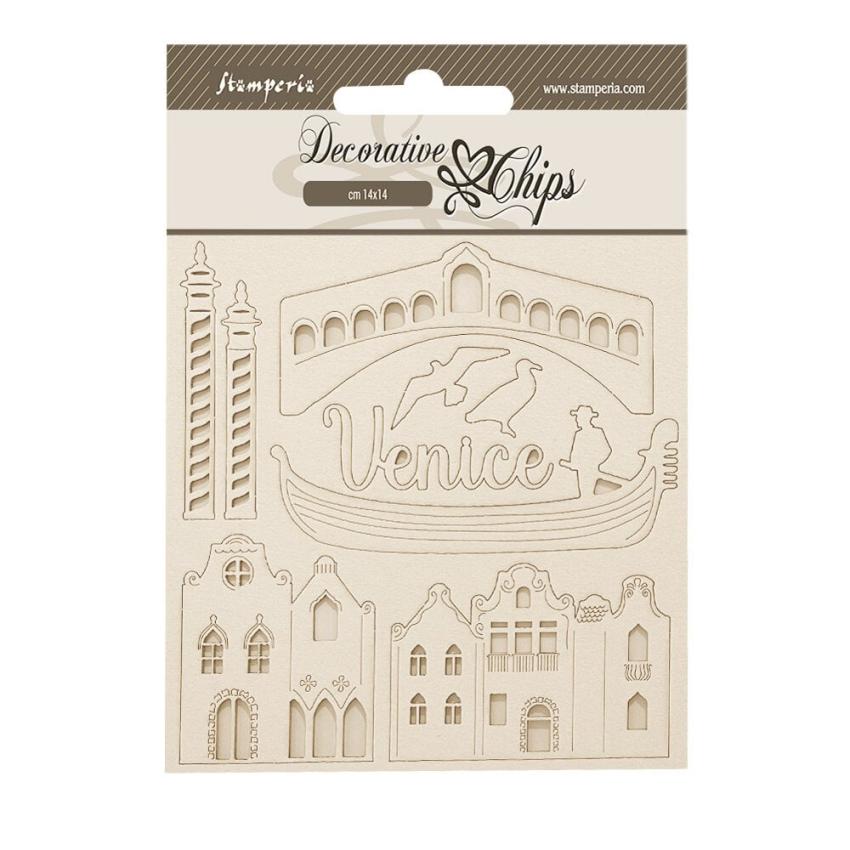 Stamperia - Holzteile 14x14 cm "Elements" Decorative Chips