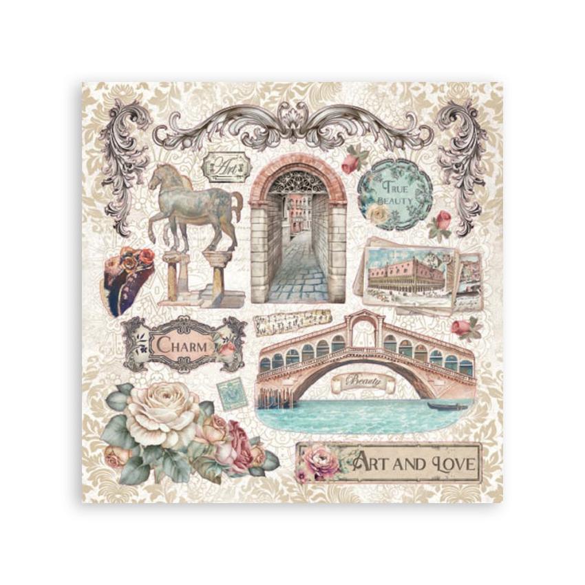 Stamperia - Aufkleber "Silent Sea" Sticker 16,5x16,5cm - 4 Bogen