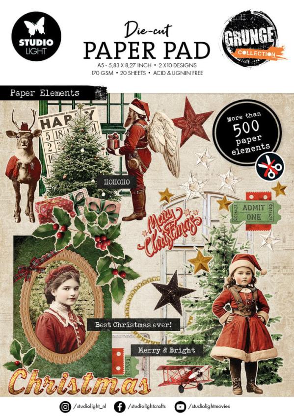 Studio Light - Stanzteile "Grunge" Die Cut Block - 20 Bogen