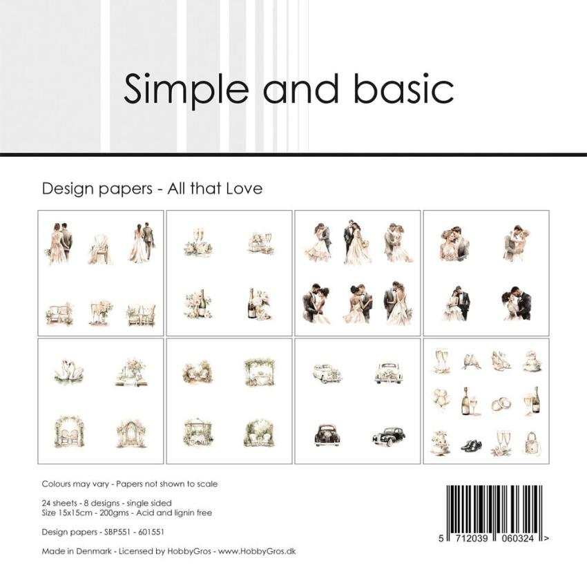 Simple and Basic - Designpapier "All that Love" Paper Pack 6x6 Inch - 24 Bogen 