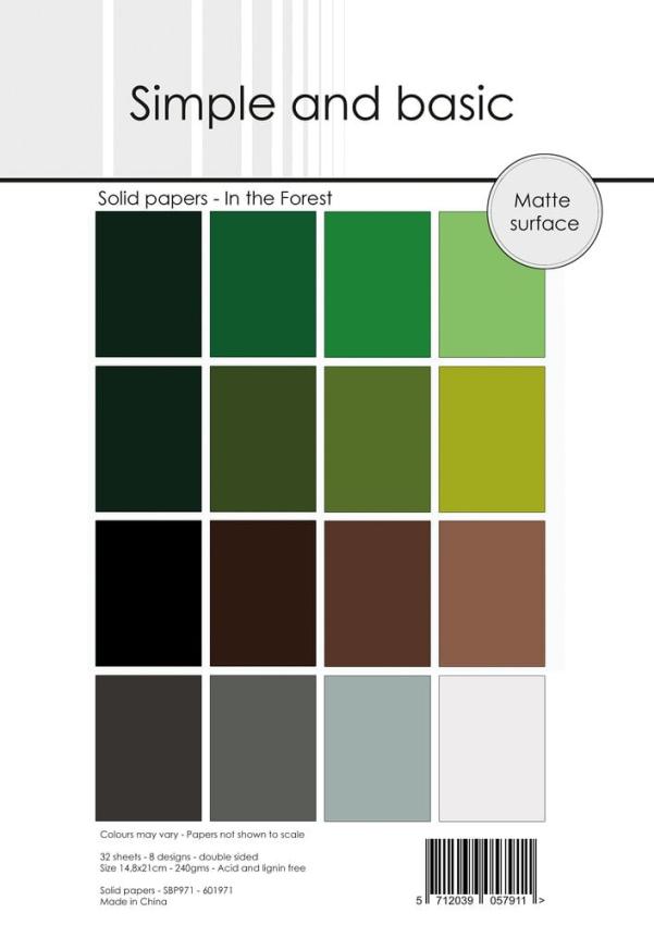 Simple and Basic - Cardstock "In the Forest" Solid Papers A5 - 32 Bogen 