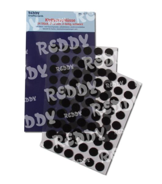Klettverschluss, rund 12mm schwarz 54 Stück