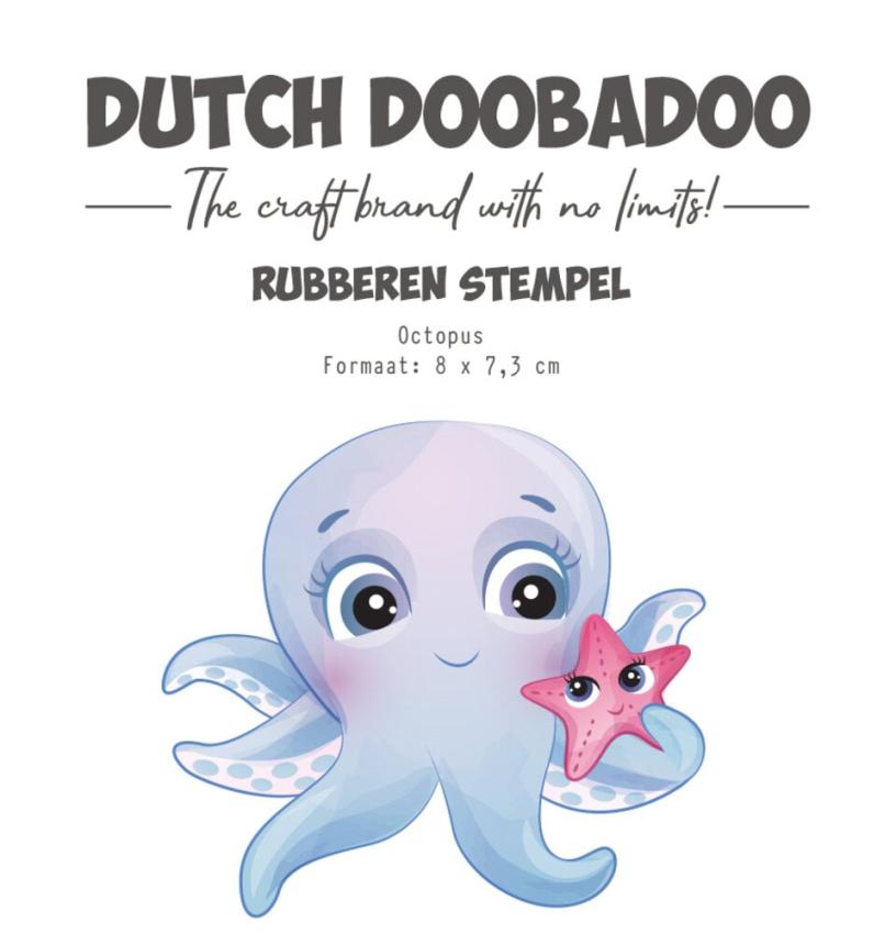 Dutch Doobadoo - Gummistempel "Octopus" Rubber Stamp 8x7,3cm