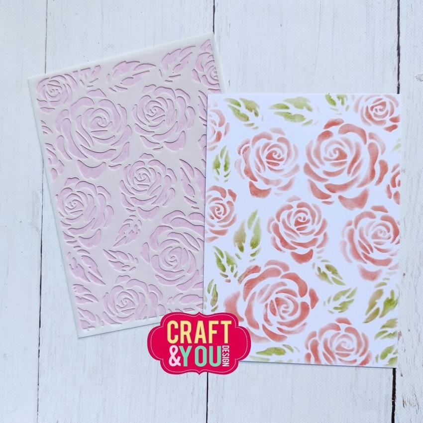 Craft & You Design - Schablone 11,1x15,4cm "Big Roses" Stencil