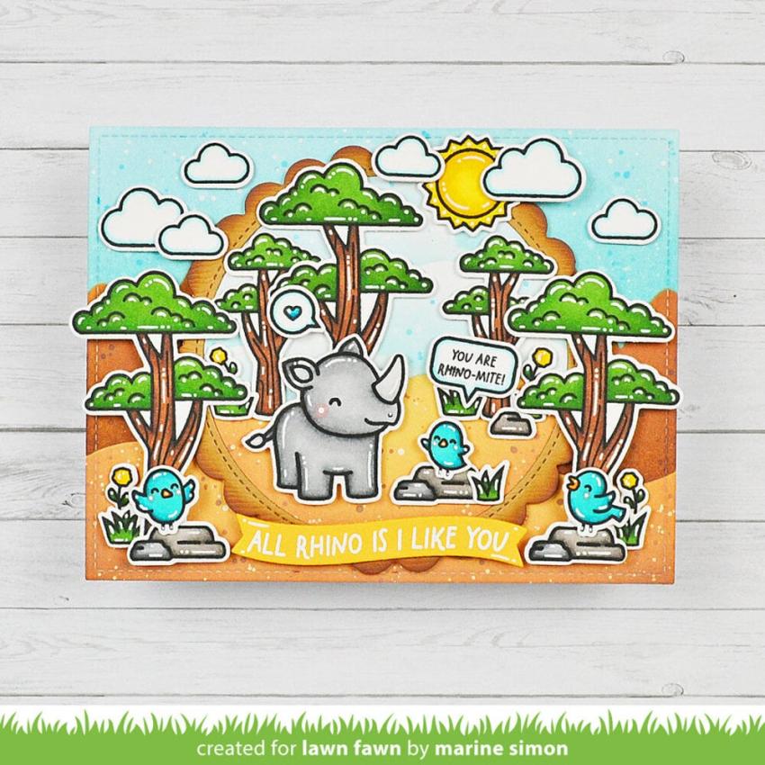 Lawn Fawn - Stempelset "Rhino-mite!" Clear Stamp