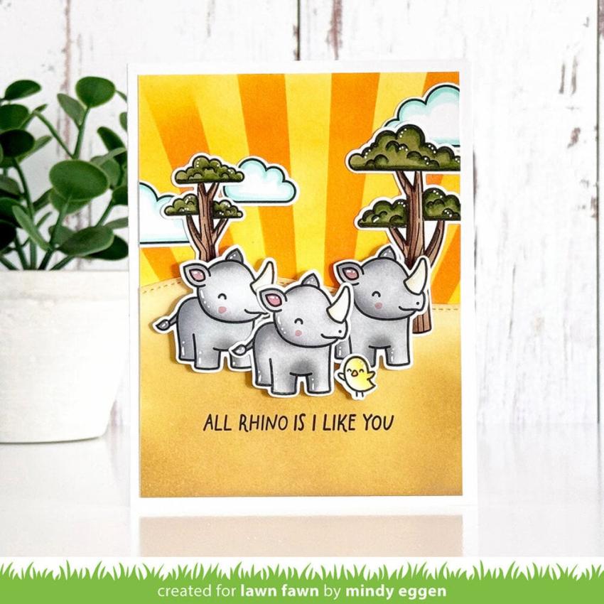 Lawn Fawn - Stempelset "Rhino-mite!" Clear Stamp