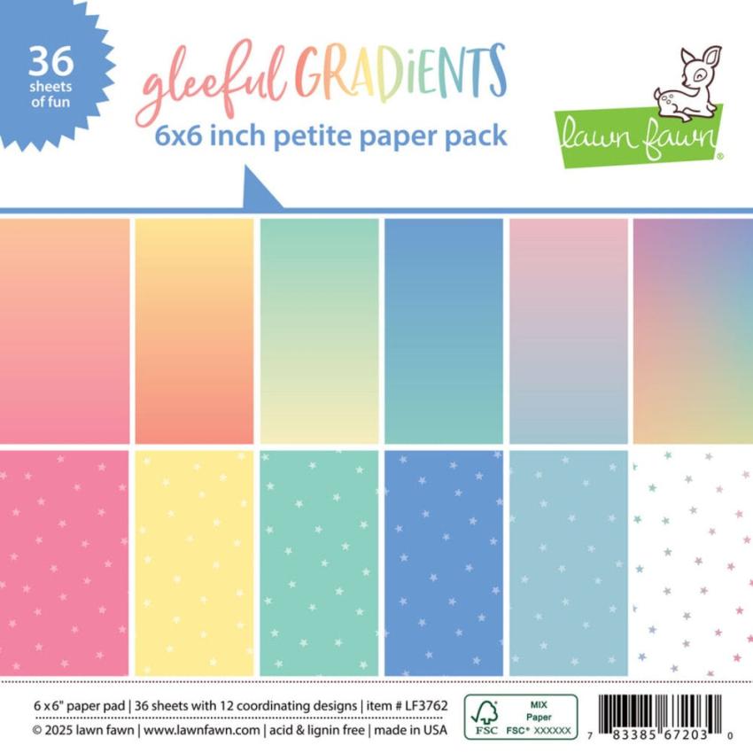Lawn Fawn - Designpapier "Gleeful Gradients" Paper Pad 6x6 Inch - 36 Bogen