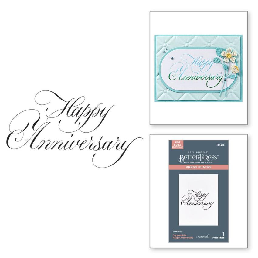 Spellbinders - Buchdrucktechnik "Happy Anniversary" BetterPress Plate