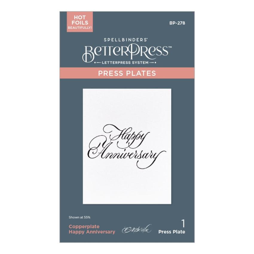 Spellbinders - Buchdrucktechnik "Happy Anniversary" BetterPress Plate