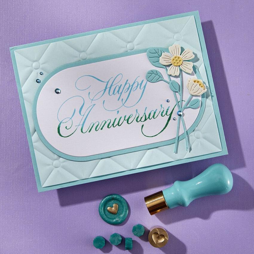 Spellbinders - Buchdrucktechnik "Happy Anniversary" BetterPress Plate