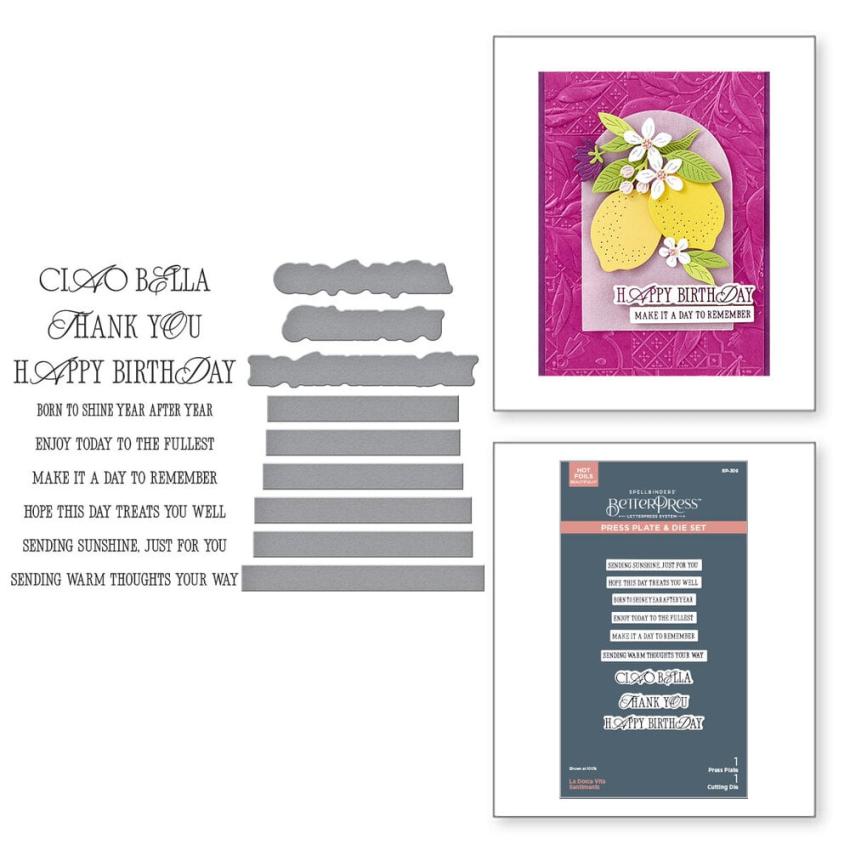 Spellbinders - Buchdrucktechnik "La Dolce Vita Sentiments" BetterPress Plate & Dies