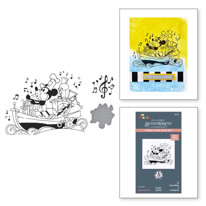 Spellbinders - Buchdrucktechnik "Steamboat Willie" BetterPress Plate & Dies