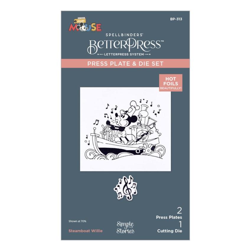 Spellbinders - Buchdrucktechnik "Steamboat Willie" BetterPress Plate & Dies