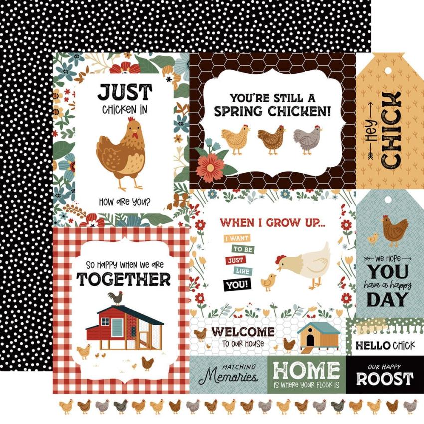 Echo Park - Designpapier "Chickens" Collection Kit 12x12 Inch - 12 Bogen