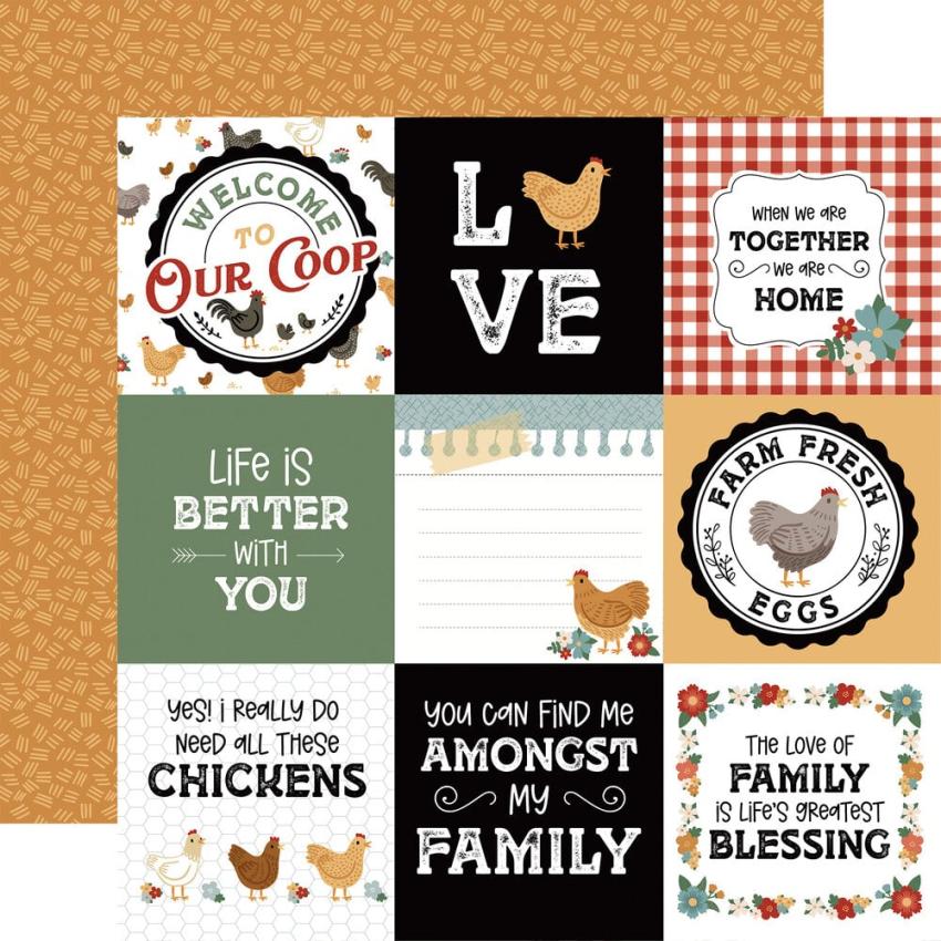 Echo Park - Designpapier "Chickens" Collection Kit 12x12 Inch - 12 Bogen